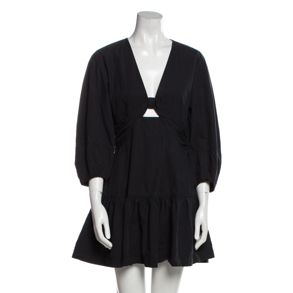 Derek Lam 10 Crosby- V Neck Black Mini Dress Long Sleeve